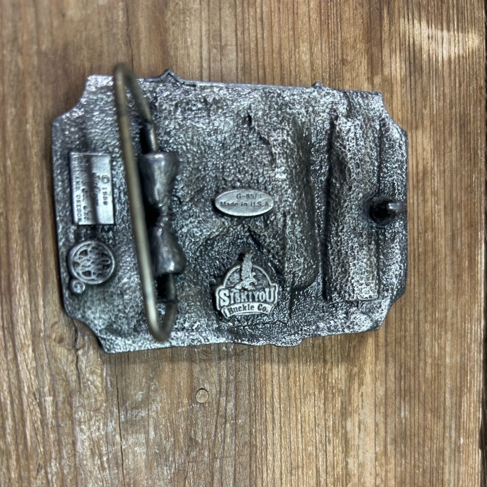 Vintage 1989 Siskiyou Buckle Co Inc Green Enamel and Pewter Nautical Belt Buckle - Picture 3 of 9